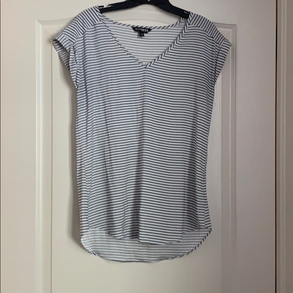 Express Cap Sleeve Blouse White/Black Size Small - Picture 3 of 6